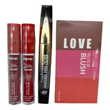 Kit De Maquiagem Completo 2 Batons, Rímel E Blush