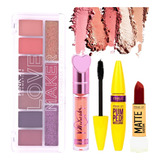 Kit De Maquiagem Paleta De Sombra Glitter Gloss Rimel Pink21