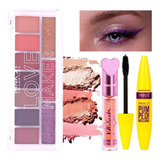 Kit De Maquiagem Paleta De Sombra Glitter Rimel Gloss Pink21