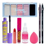 Kit De Maquiagem Paleta De Sombra Gloss Sérum Facial