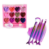 Kit De Maquiagem Paleta De Sombras + Kit Pincel Sereia Top