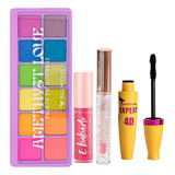  Kit De Maquiagem Rímel Gloss Paleta De Sombra Blush Liquido