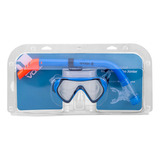 Kit De Mergulho Com Máscara E Snorkel Para Crianças Em Azul E Laranja