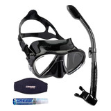 Kit De Mergulho Cressi Matrix + Dry + Anti Fog + Strap Cor Preto/preto