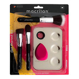 Kit De Pincel + Placa Inox Mistura Maquiagem Macrilan Kp10-1