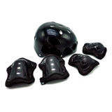 Kit De Protecao Infantil Preto Capacete Cotoveleira Skate