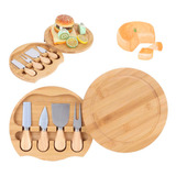 Kit De Queijo Completo Com Tabua E Talheres Para Servir Cor Madeira