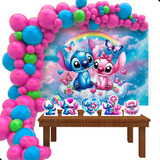 Kit Decoração De Festa Infantil Stitch E Angel Modelo 3d M