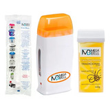 Kit Depilação Aquecedor Cera Rollon Laranja + Papel + Refil