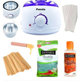 Kit Depilação Panela + 500g Cera Perola + Papel + Palito N°2