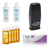 Kit Depilação Roll-on Mega Oleo Lenço Loção 5 Ceras 20lencos
