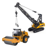 Kit Die Cast Maquina Guindaste E Rolo Compactador