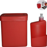 Kit Dispenser Para Detergente E Lixeira 2,5 Pequena Utility Cor Vermelho