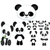 Kit Display + Elipse 62x42cm Infantil Urso Panda Mod 2