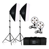 Kit Duplo Softbox Soquete E-27 Quádruplo Tripés 2m T-photo 110v/220v