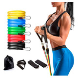Kit Elasticos Exercícios 11 Peças Pilates Musculação Treino