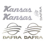 Kit Emblema Adesivo Resinado Dafra Kansas Custon Prata