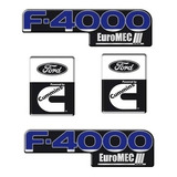Kit Emblema F4000 Euromec + Cummins Alto Relevo 4 Pçs