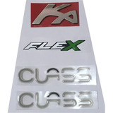 Kit Emblema Letreiro Mala Ka Cromado + Flex + Class- 4 Peças
