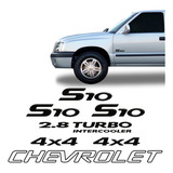 Kit Emblemas S10 2.8 Turbo 4x4 E Faixa Chevrolet Preto Prata