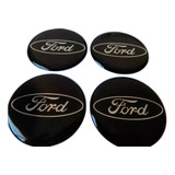 Kit Emblemas/adesivos Centro De Roda/calota Ford Preto 55mm