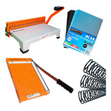 Kit Encadernadora + Guilhotina 30cm +100 Capas +100 Espirais