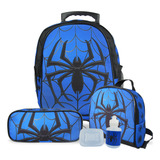 Kit Escolar Mochila Infantil De Rodinhas Tam M Spider