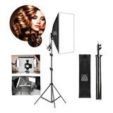 Kit Estúdio Tripe Iluminação Softbox 70cm E27 Youtubers Vibe Shoot Inmetro Plug Com 10a E 250 Cm