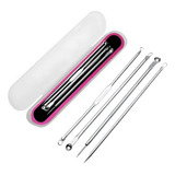 Kit Extrator De Cravos E Espinhas 4 Peças Aço Inox