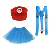 Kit Fantasia Super Mario Italiano Vermelho Adulto