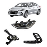Kit Farol Dianteiro Milha E Grade Elantra 2017 2018 Esquerdo