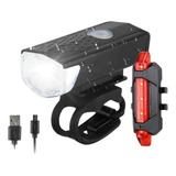 Kit Farol E Lanterna Bike Led Usb Recarregável Prova D'água