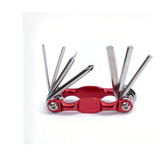 Kit Ferramenta Canivete Chaves Allen Rava 7 Funções Bike Cor Vermelho