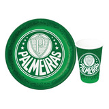 Kit Festa 8 Prato 8 Copo Descartável Papel - Palmeiras
