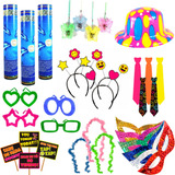 Kit Festa Animação C/ Tiara, Óculos, Pulseira Neon 105 Itens