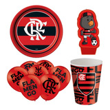 Kit Festa Flamengo - Copos, Pratos, Vela Plana E Balões