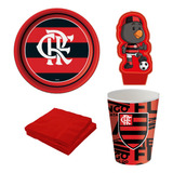 Kit Festa Flamengo - Copos, Pratos, Vela Plana E Guardanapos