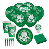 Kit Festa Palmeiras - Prato, Copo, Vela, Guard., Balão,garfo