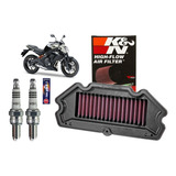 Kit Filtro Ar K&n Kn Vela Ngk Iridium Kawasaki Er6n Er6 Er-6