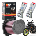 Kit Filtro De Ar K&n Velas Iridium Ngk Yamaha Mt07 Mt-07