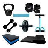 Kit Fitness Halter+caneleira+extensor+roda+step+band+ket+col