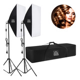 Kit Foto E Vídeo Softbox Duplo Iluminação Tripé 2m + Bolsa 127/220v