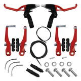 Kit Freio Bike V-brake Orbital Alumínio Logan Maçaneta+cabos Cor Vermelho