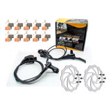 Kit Freio Hidráulico Preto C/ Discos Gts P/ Bike + Pastilhas