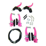 Kit Freio V-brake Nylon Bicicleta Manete Cabos Pink