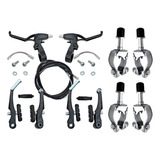 Kit Freios V Brake Alumínio Manete Cabos Bike + Adaptadores