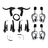 Kit Freios V Brake Nylon Manete Cabos Bike + Adaptador