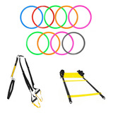 Kit Funcional Argolas Mini Bambolês Fita Trx Escada Cross