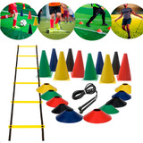 Kit Funcional Escada + Corda + 10 Pratos + 10 Cones Treino