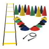 Kit Funcional Escada Corda 10 Pratos 10 Cones Treino